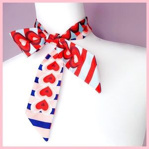 Skinny Silk Blend Multi Propose Heart Scarf Small
